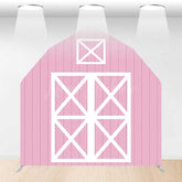 Lofaris Pink White Farm Barn Door Arch Party Decor Backdrop